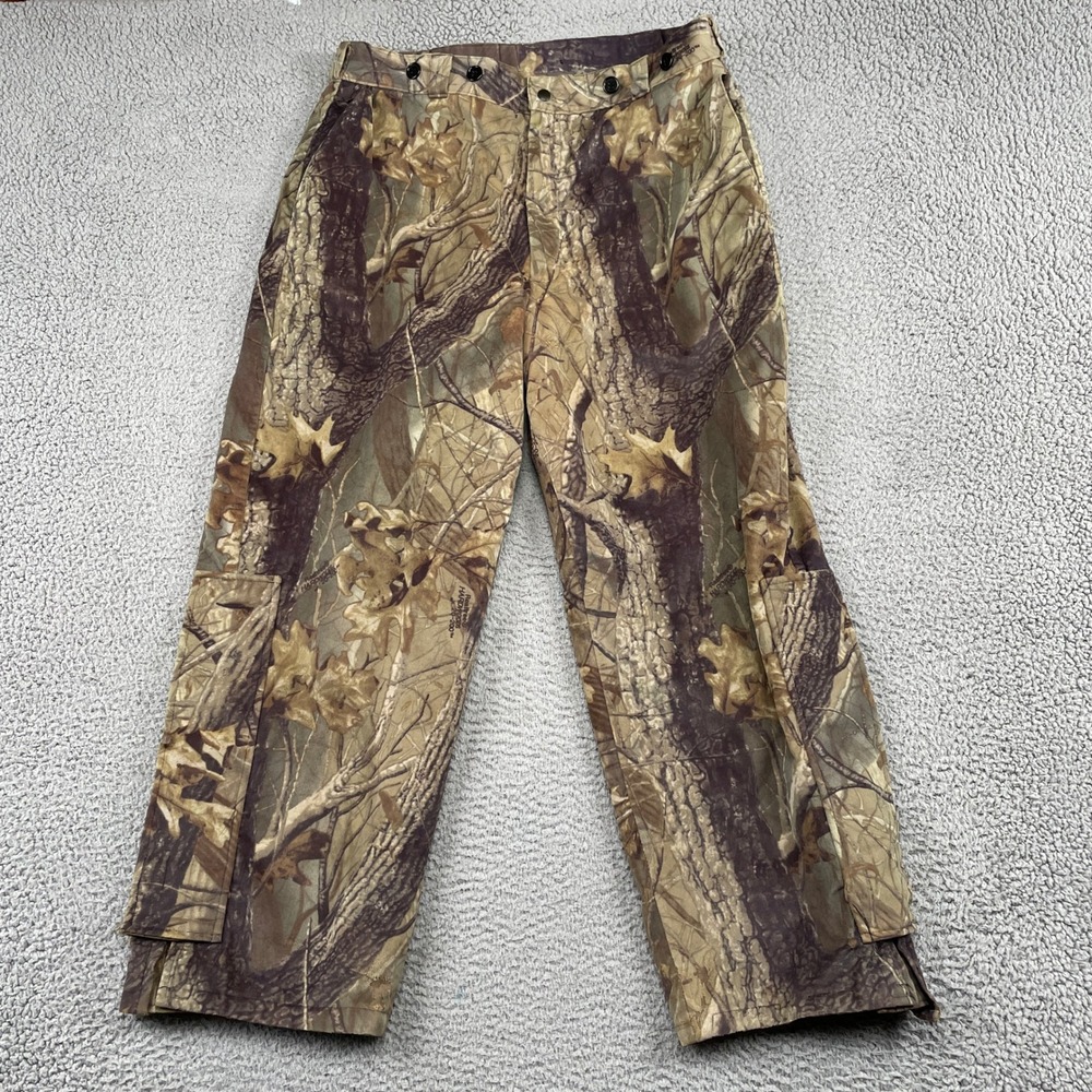 Woolrich Hunting Pants Mens Size L Brown Realtree Hardwoods Camo Cargo Outdoor